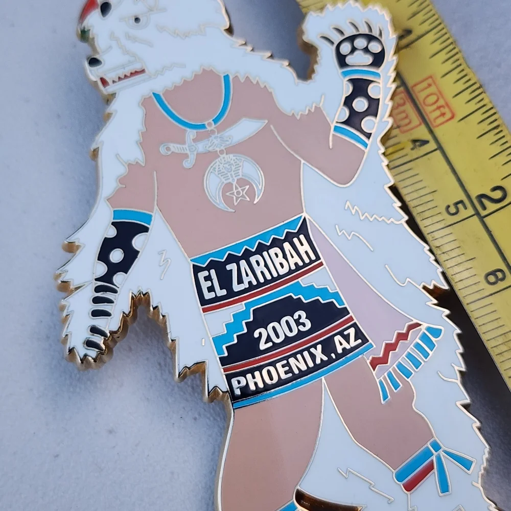 Figural bear Native American enamel Shriners bolo clip El Zaribah Phoenix AZ - Picture 7 of 9